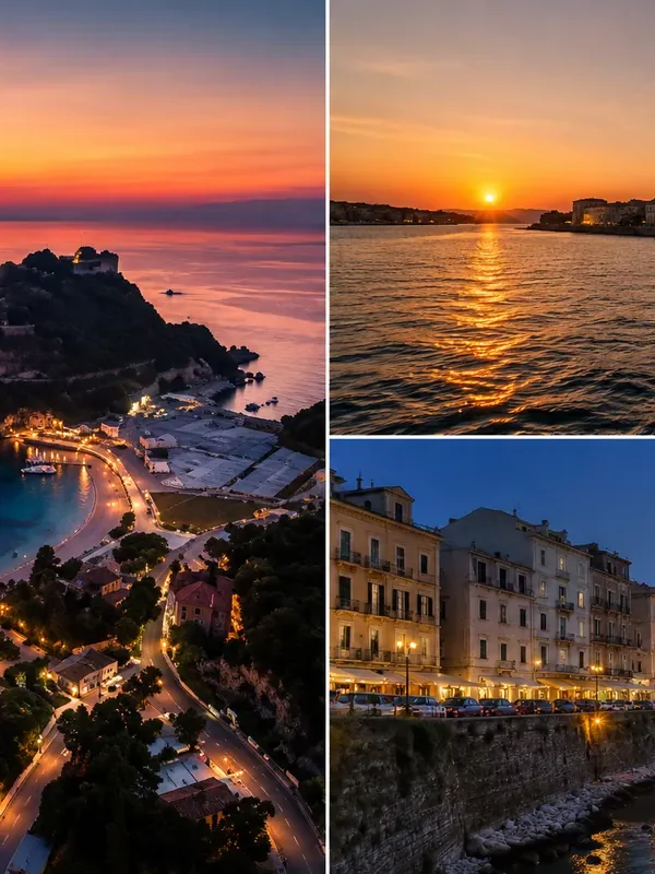 corfu town sunset boat cruise from messonghi