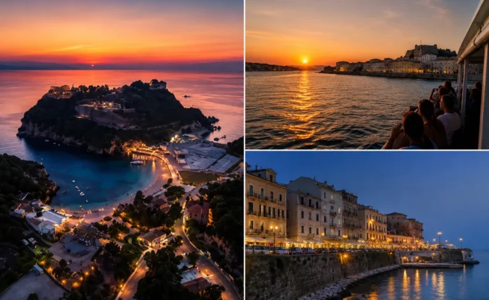corfu town sunset boat cruise from messonghi