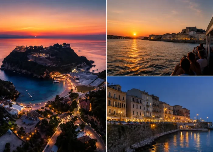 corfu town sunset boat cruise from messonghi