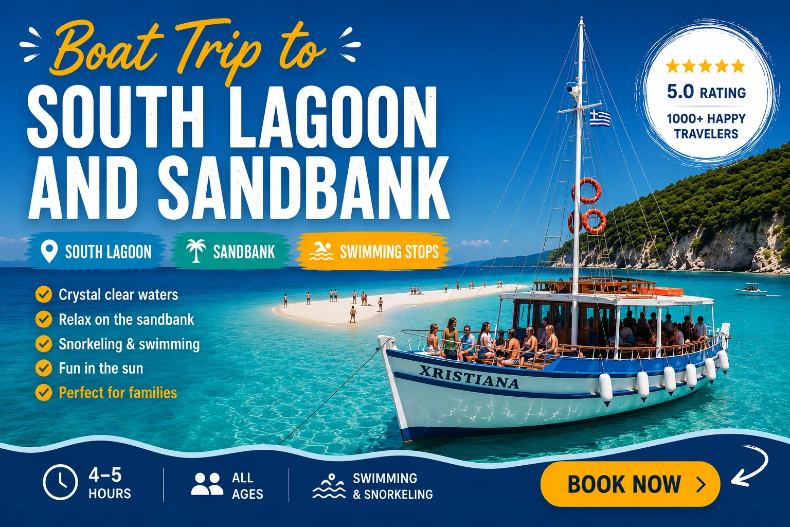south-lagoon-sandbankcorfu boat trip from messonghi