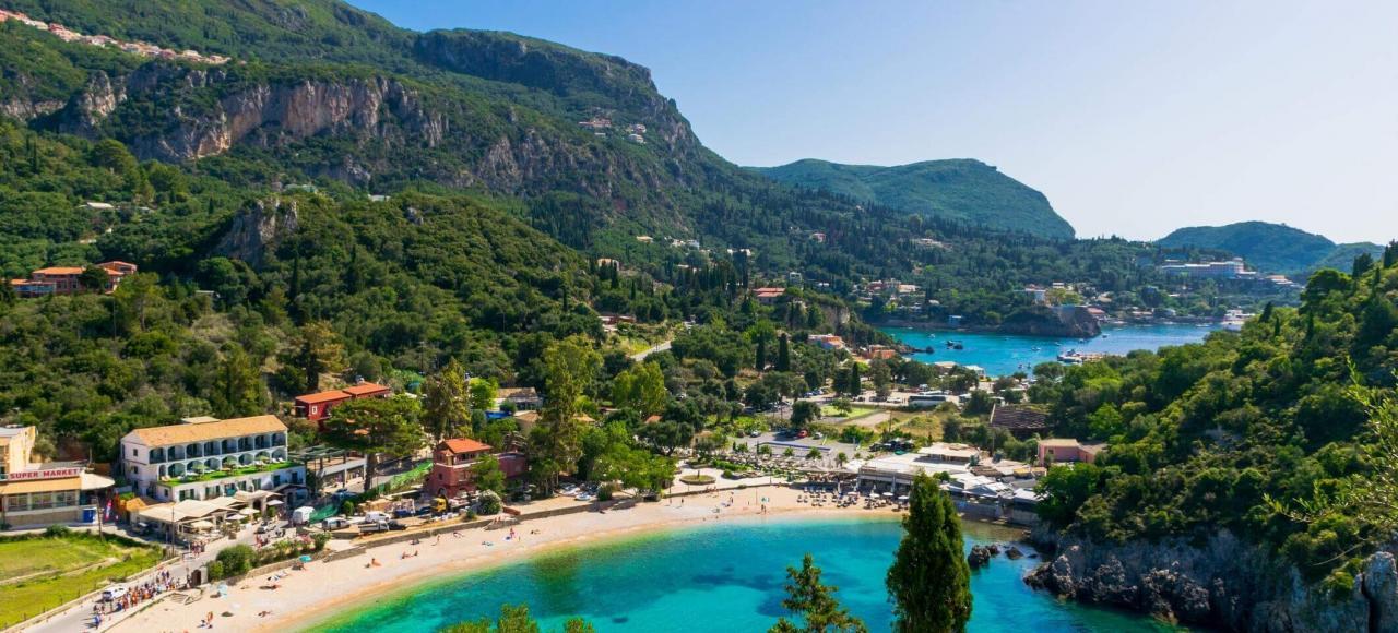 Paleokastritsa beach Corfu turquoise water Greece