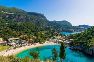 Paleokastritsa beach Corfu turquoise water Greece