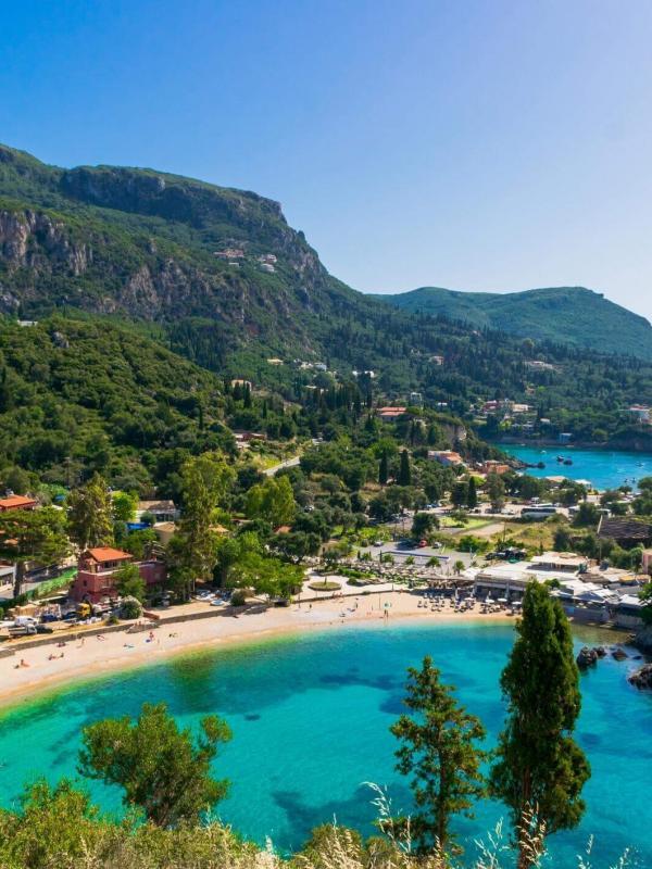 Paleokastritsa beach Corfu turquoise water Greece