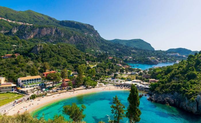 Paleokastritsa beach Corfu turquoise water Greece