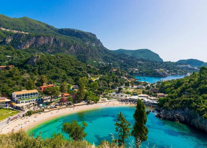 Paleokastritsa beach Corfu turquoise water Greece