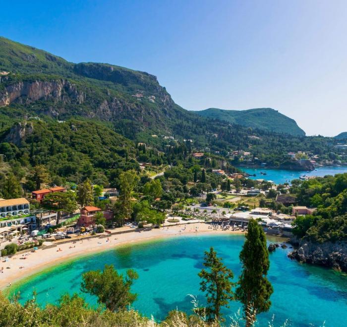 Paleokastritsa beach Corfu turquoise water Greece