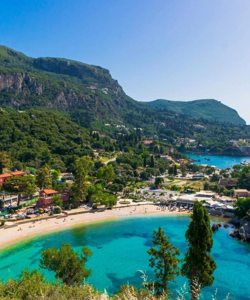 Paleokastritsa beach Corfu turquoise water Greece