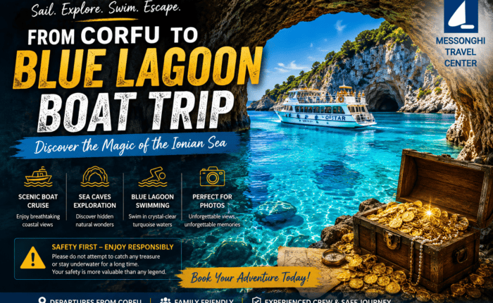 Lost Pirate Treasure hidden inside the Blue Lagoon sea caves in Corfu