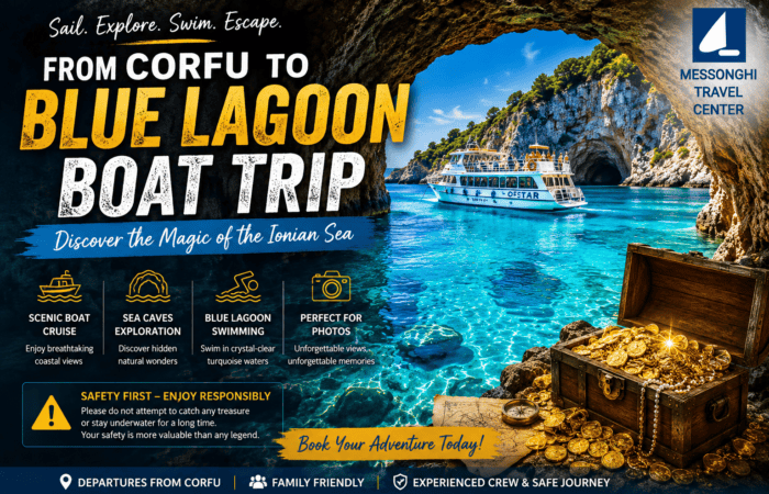 Lost Pirate Treasure hidden inside the Blue Lagoon sea caves in Corfu