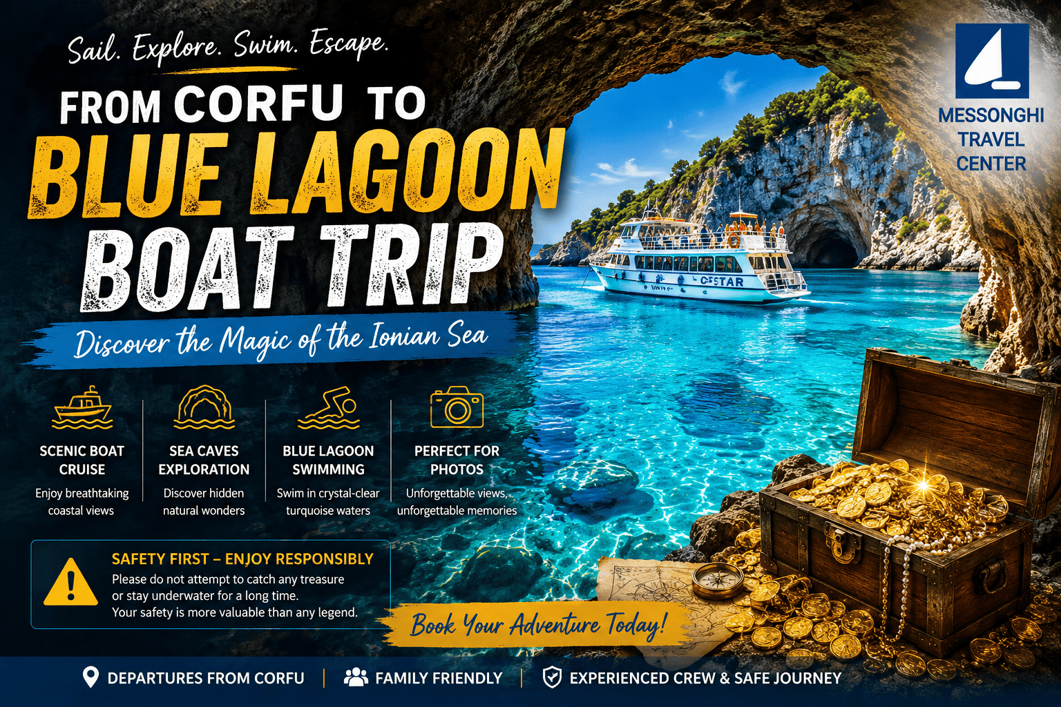 Lost Pirate Treasure hidden inside the Blue Lagoon sea caves in Corfu Lost Pirate Treasure hidden inside the Blue Lagoon sea caves in Corfu