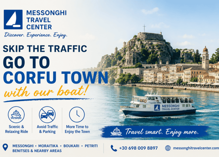 Corfu Town by boat
