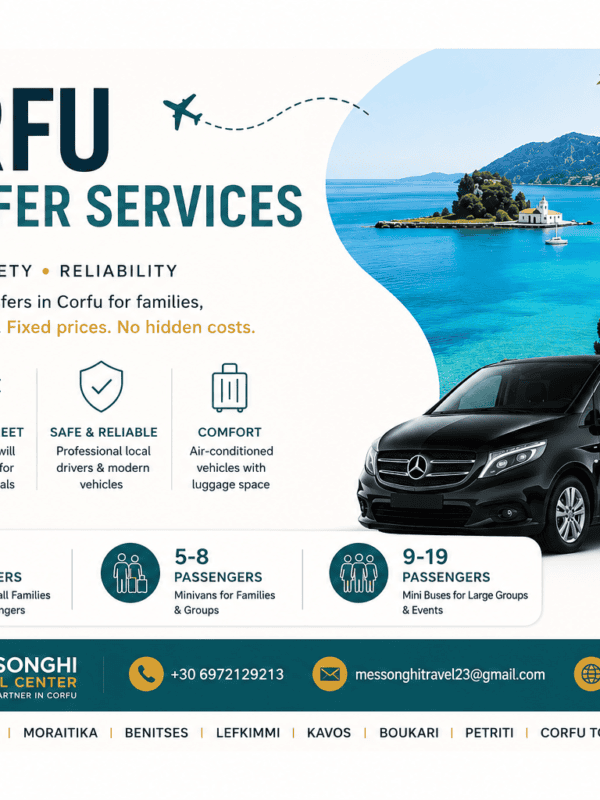 cheap family transfers Corfu, Corfu airport transfer, family airport transfer Corfu, private transfers Corfu, Corfu minivan transfer, Corfu mini bus transfer,